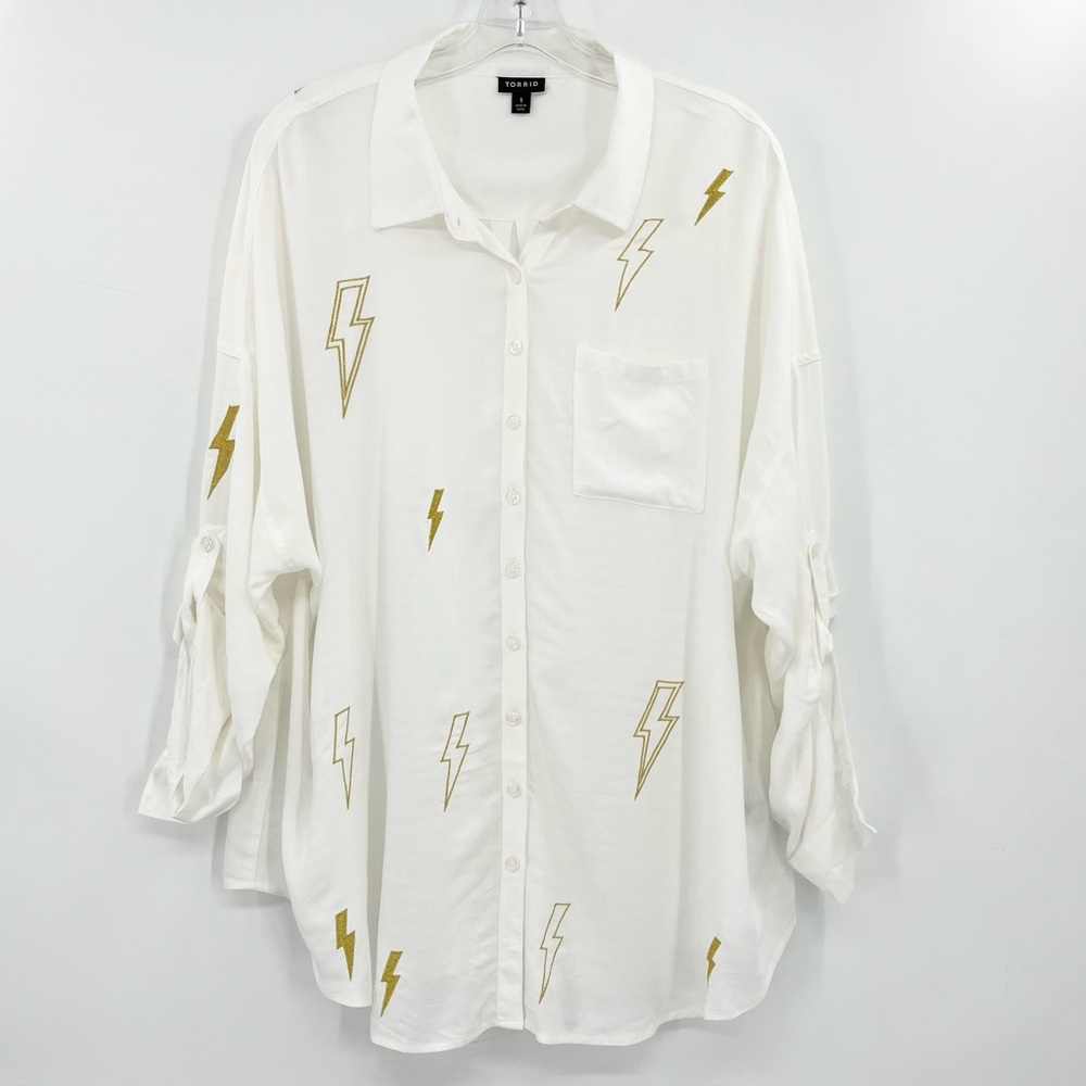 Torrid White Lightning Cloud Dancer Drop Shoulder… - image 2